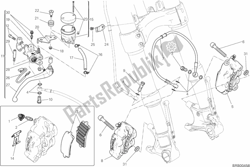Alle onderdelen voor de Voorremsysteem van de Ducati Monster 1200 S USA 2016